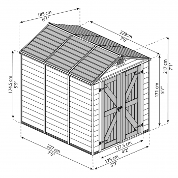 Palram-Canopia Gerätehaus SKYLIGHT 6x8 (185x229cm) Polycarbonat Tan (Beige/Braun)